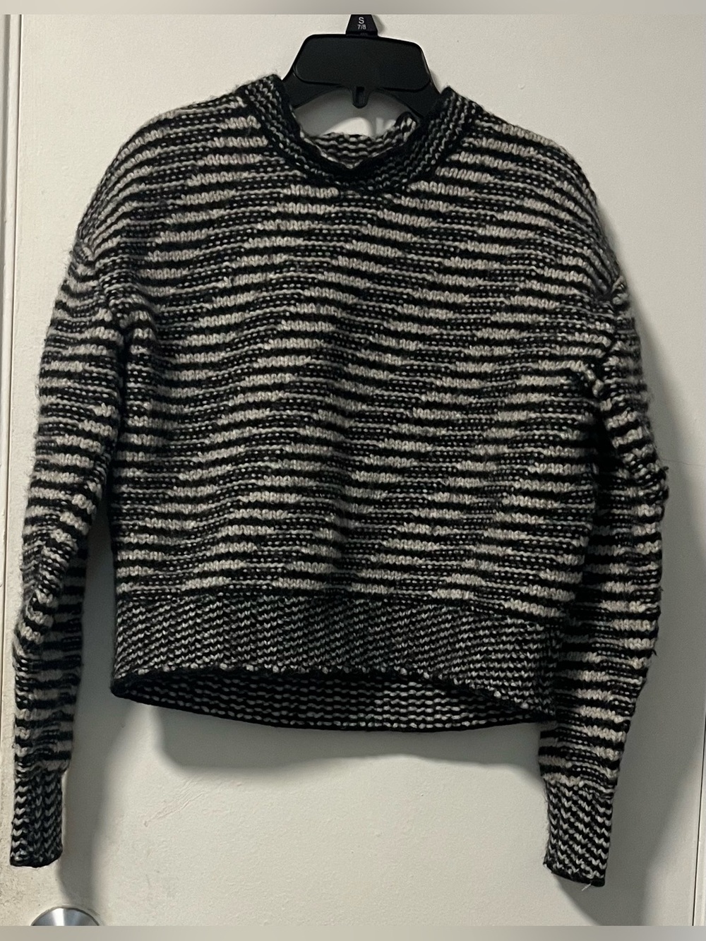 rag & bone Black and White Striped Crewneck Sweater